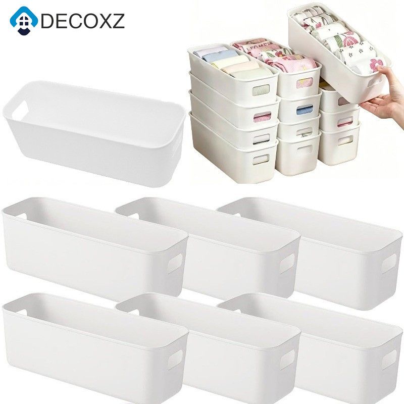 1 / 3 / 5 Giỏ đựng đồ để bàn hình chữ nhật màu trắng / Hộp sắp xếp phân loại đồ lót đa chức năng