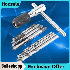 Belleshopp Bộ cờ lê Tap 9 Cái/bộ Vòi vít & Mũi khoan xoắn hình chữ T Threading Tap Bộ dụng cụ cầm tay