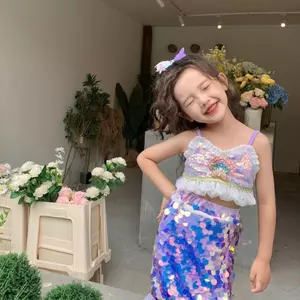 Váy đính cườm công chúa nàng tiên cá cho bé gái (100-140)