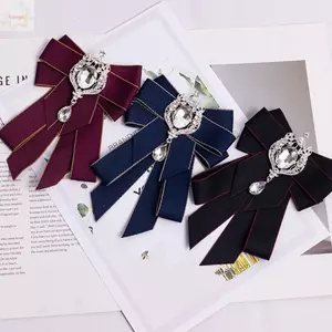 AWNGD Ruy Băng Nơ, Pha Lê Ruy Băng Nơ, Sang Trọng Handmade Vải Vải Nghệ Thuật Kim Cương Giả Ruy Băng Nơ Trâm Cài Cho Nam Nữ