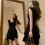Mùa hè Retro Pháp Đen Không Tay Váy Đen Nhỏ Pure Desire Xếp Ly Bánh Ngắn Chữ A Váy Eo hẹp Ôm Hơn Nhìn Nhẹ nhàng Tính Khí Váy Hẹn Hò