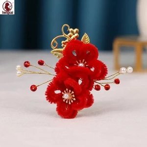 Trung Quốc Cô Dâu Tóc Hoa Tóc Hợp Kim Giả Lụa Nhựa Thêu Hoa Phụ Kiện Tóc Cho Đám Cưới Truyền Thống Hanfu Chụp Ảnh Sân Khấu Hiệu Suất