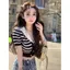 Hot Girl Gợi Cảm Cổ Hải Quân Phong Cách Phương Tây Dệt Kim Áo Thun Nữ Mùa Hè Phong Cách Mới Phù Hợp Với Mọi Trận Đấu