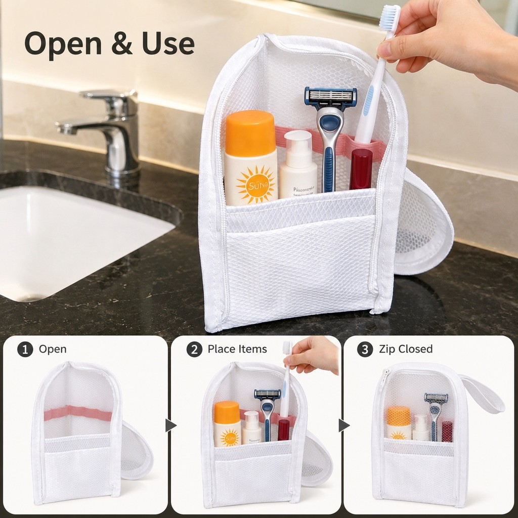 Tổ chức vệ sinh du lịch Cấu trúc thiết lập nhanh, thiết kế vải cho kệ phòng tắm, kế hoạch lưu trữ có tổ chức