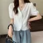 Cực Lớn Kích Thước 150kg Thiết Kế Cảm Giác Áo Sơ Mi Tay Ngắn Nữ Pháp Rời Ôm Hơn Nhìn Bao Bụng t Top Hợp Thời Trang 6.23