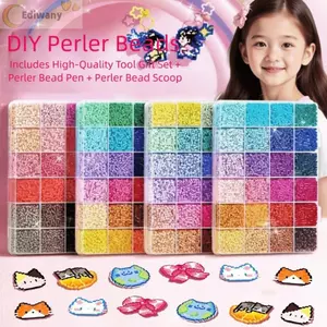 EDIWANY Perler Hama Hạt, Bộ hạt cầu chì đậu nhỏ cao cấp chất lượng cao, Diy Make Puzzle Kích thước 2.6mm 48 / 72 / 96 / 120 Màu Hạt xếp hình ba chiều Thủ công thủ công