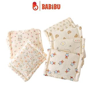 Gối trần bông họa tiết dễ thương, chất liệu muslin mềm mại kích thước 35x25cm