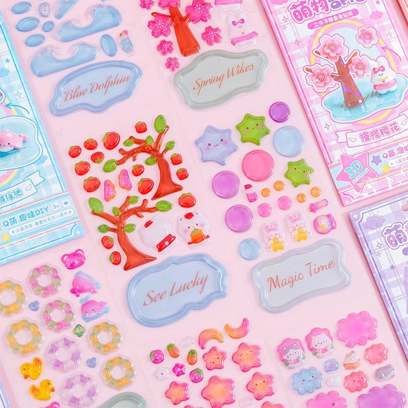 Sticker Nổi 3D DIY Decor Bàn Học Hình Dán Hoạt Hình Cute Đồ Chơi Sáng Tạo Cho Bé