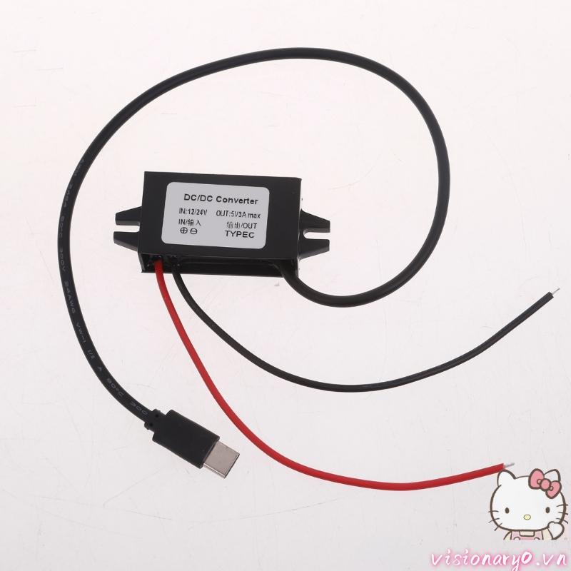 Tầm Nhìn 12V Sang 5V 3A DCDC DCDC Bước Xuống Bộ Chuyển Đổi Type-C USB Buckk Nguồn Điện Điều Chỉnh Điện Áp Xe Bộ Chuyển Đổi Nguồn Điện