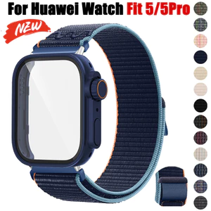 Ốp lưng + dây đeo nylon cho dây đeo Huawei Fit 5 / 5Pro cho Huawei Watch Fit 4 / 4Pro Fit 3 vỏ bảo vệ màn hình