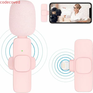COCODECOVED 1 / 2 Chiếc Micro Ve Áo, Micro Mini Giảm Tiếng Ồn Không Dây, Người Tạo Nội Dung Màu Hồng USB-C Connector Studio Chất Lượng Điện Thoại Di Động Micro Vlog