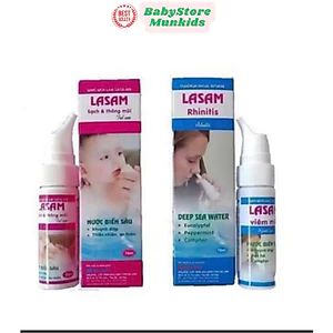 Xịt mũi Lasam hỗ trợ giảm ngạt mũi, sổ mũi, khô rát mũi cho trẻ em và người lớn, chai 70ml, babystore munkid