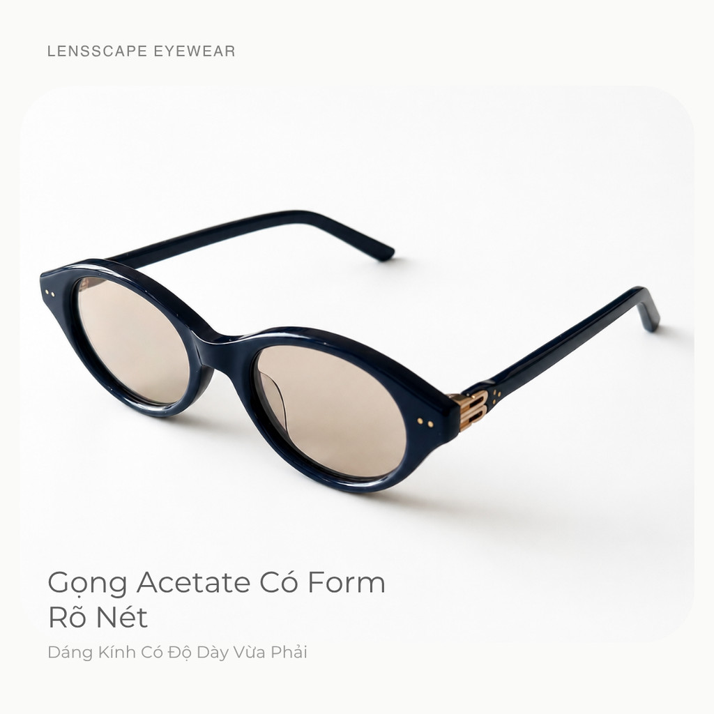 Kính mát nữ dáng oval gọng acetate UV400 dùng ban ngày