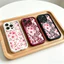Retro PInk Hoa Anh Đào Ốp Lưng Điện Thoại IPhone 6 6S 7 8 Plus 9X XS XE 11 12 13 14 15 PRO MAX 12 13 Mini Cover Silicon Mềm Chống Sốc