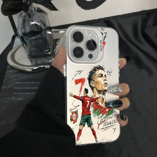 Ốp lưng iPhone Bồ Đào Nha họa tiết Ronaldo phủ kim loại IMD iP 17 16 15 14 13 12 11 Pro Max Plus X Max 7 8 Plus Air
