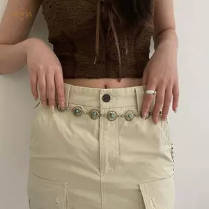 PNPIA- Retro Đa Năng Phong Cách Dân Tộc Dây Xích Thắt Lưng Kim Loại Cho Nữ Bé Gái Phong Cách Bohemian Đầm Thắt Lưng Thời Trang Trang Trang Trí Cơ Thể Dây Xích Phụ Kiện