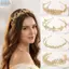 JVSUB Lá Vàng Tiara, Phụ Kiện Cô Dâu Thoải Mái Phù Hợp Với Cô Dâu Mũ Đội Đầu, Phong Cách Retro Hàn Quốc Trang Sức Tóc Mũ Cho Nữ Bé Gái