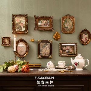 Retro Phong Cách Châu Âu Nổi Khung Ảnh Khung Ảnh Nhà B & B Trang Trí Tường Văn Học Ánh Sáng Sang Trọng Khắc Treo Tường Ảnh Treo Tường