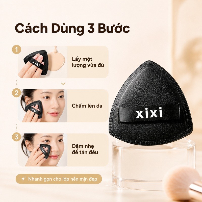 XIXI Bông Mút Tam Giác Đen Hộp 2 Miếng, Mềm Mịn Dễ Tán Nền GJ68