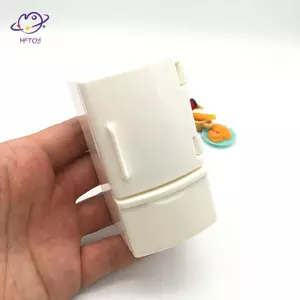 HFTOY 1 / 12 Nhà Búp Bê Mini Tủ Lạnh Trắng Có Bộ Thực Phẩm Đồ Chơi Nhà Bếp Đồ Nội Thất Thu Nhỏ Đồ Trang Trí Tủ Lạnh Cho Trẻ Em Quà Tặng ~