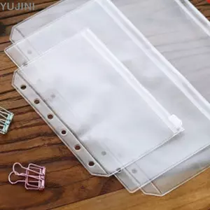 YUJINI 5 Túi Lá Rời, Túi Phong Bì PVC Chống Thấm Nước, Túi Chất Kết Dính 6 Lỗ A5 A6 A7 Chất Lượng Cao