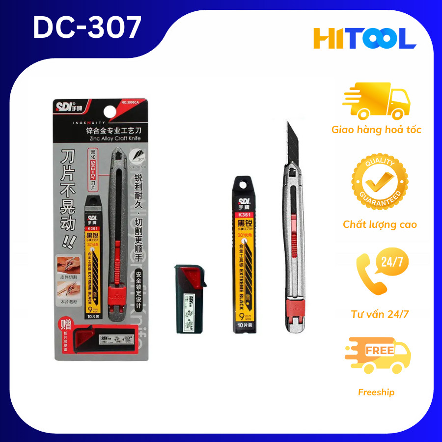 Bộ dao trổ, rọc giấy  SDI chống rung 30 độ tự động khóa an toàn DC307