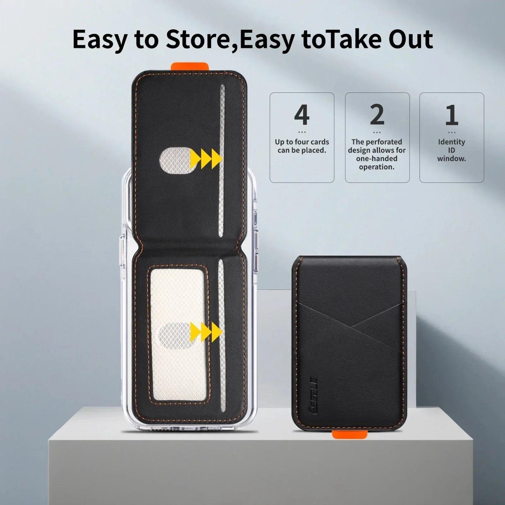 Da Sang Trọng Điện Thoại Di Động Từ Tính Đựng Thẻ Cho IPhone 14 13 15 16 17 Pro Max 16Plus RFID Chống Nháy Ngân Hàng Thẻ ID