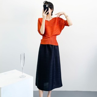 Miyake Blouse Layered Design Cho Mùa Hè, Phong Cách Mới, Màu Nóng