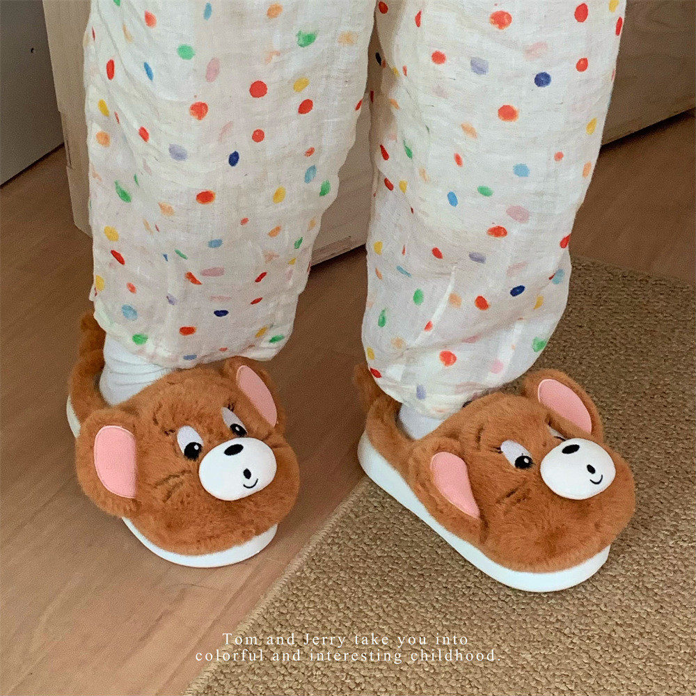 XIXITIAO Dép Cotton Sang Trọng Ấm Áp Dễ Thương Nam Nữ Mùa Đông Cặp Đôi Thoải Mái Trong Nhà