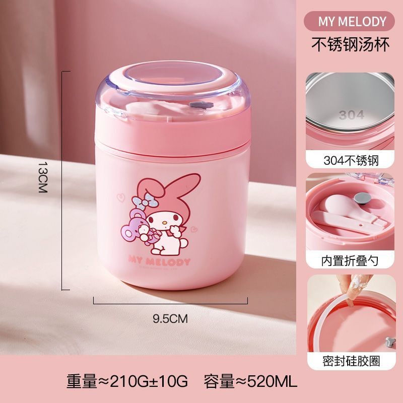 520Ml Hoạt Hình Sanrio My Melody Ăn Sáng Cốc Cinnamoroll Kawaii Di Động 304 Cách Nhiệt Cốc Sữa Hộp Cơm Trưa Túi Ăn Trưa