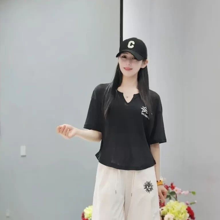 Áo thun nữ short sleeves, thêu handmade, phong cách thể thao thời trang, phù hợp mùa hè