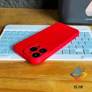 Ốp điện thoại silicon từ tính hình tròn mịn màu đỏ IP16 Pro max cho IPhone 15 Pro Max 12 13 14 Pro Max Plus Vỏ cứng viền mềm Vỏ chống sốc