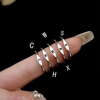 Nhẫn bạc thời trang Hàn Quốc có chữ A-Z, phù hợp làm quà tặng và nhẫn cặp đôi