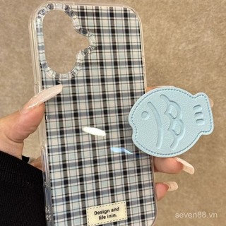 Ốp Điện Thoại Thích Hợp Cho iPhone Kẻ Sọc Taiyaki Giá Đỡ 17 / 16 / 15promax / 14 Phong Cách Mới 13 / 12 / 11pro Niche xsmax / xr Sáng Tạo Chống Sốc Lỗ Lớn Bao Gồm Tất Cả Vỏ Bảo Vệ JDEN