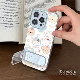 ibumpers Ốp Điện Thoại iPhone Họa Tiết Hoạt Hình Chó Dễ Thương Có Giá Đỡ Gương Trang Điểm Gấp Cho Iphone 11 12 13 14 15 16 Pro Max
