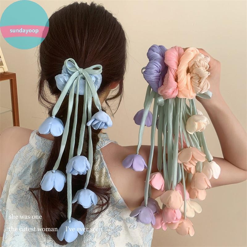 SUND Lily Of The Valley & Hoa Hồng - Cà Vạt Tóc Họa Tiết Hoa Với Dây Kéo Dài - Phụ Kiện Tóc Ethereal Cho Nữ
