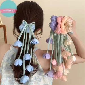 SUND Lily Of The Valley & Hoa Hồng - Cà Vạt Tóc Họa Tiết Hoa Với Dây Kéo Dài - Phụ Kiện Tóc Ethereal Cho Nữ