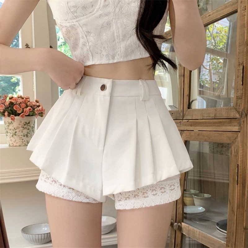 Mùa Hè 2025 Cao Cấp Rời Thường Ngày Culottes Nữ Hot Girl Ren Thiết Kế Mỏng Hơn Nhìn Phù Hợp Với Quần Ống Rộng