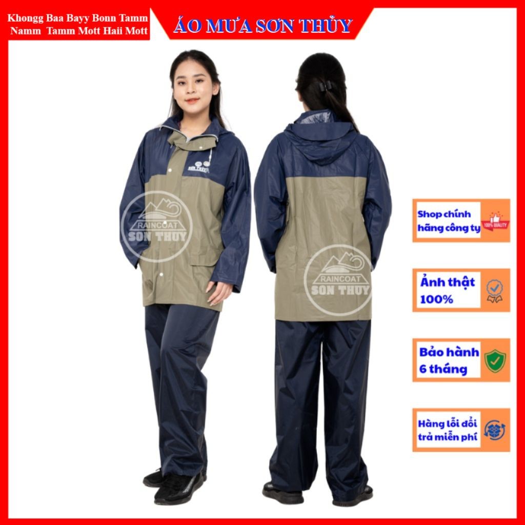 Bộ áo mưa nhựa Sơn Thủy - bộ quần áo đi mưa mưa PVC không thấm nước K12 Không BALO