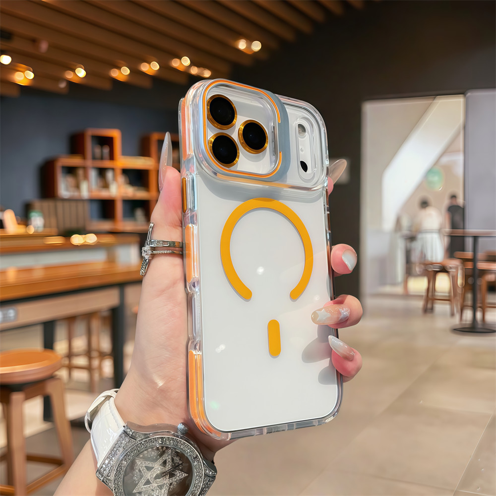 Giá đỡ ống kính máy ảnh Vỏ điện thoại từ tính trong suốt cho iPhone 17 Pro Max Air 12 13 14 15 16 pro max 15 16 plus Bảo vệ ống kính chống rơi Vỏ cứng bảo vệ điện thoại