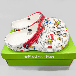 Dép sục classic peanuts cao cấp, sục peanuts unisex nam nữ tặng kèm set jibbitz trang trí, sục trắng quai đỏ họa tiết