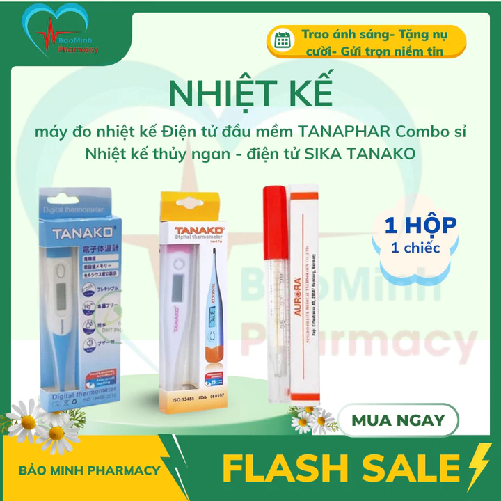 máy đo nhiệt kế Điện tử đầu mềm TANAPHAR Combo sỉ Nhiệt kế thủy ngan - điện tử SIKA TANAKO