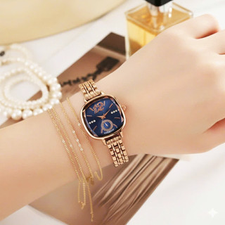 Đồng Hồ Nữ Thời Trang Dây Thép Không Gỉ Cao Cấp, Mặt Vuông Đính Đá Thanh Lịch, Sang Trọng - Mã DH25