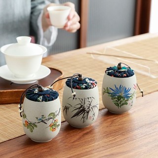 Hũ Đựng Trà Bằng Sứ Cỡ Bé Họa Tiết Đẹp Mắt