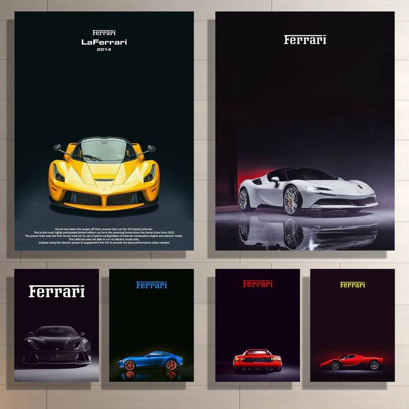 Ferrari Xe Thể Thao Năng Động Nghệ Thuật In Hình Nhà Trang Trí Tường Canvas Poster