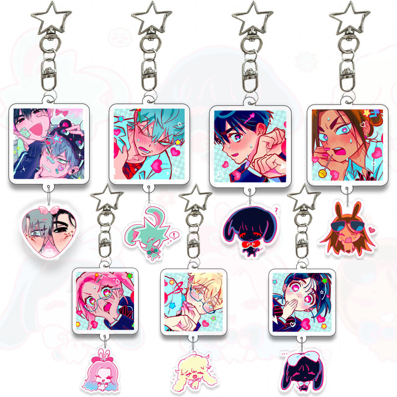 ‌ALIEN STAGE Star Keychain String Cartoon Couple Set Figure Luka Hyuna ...