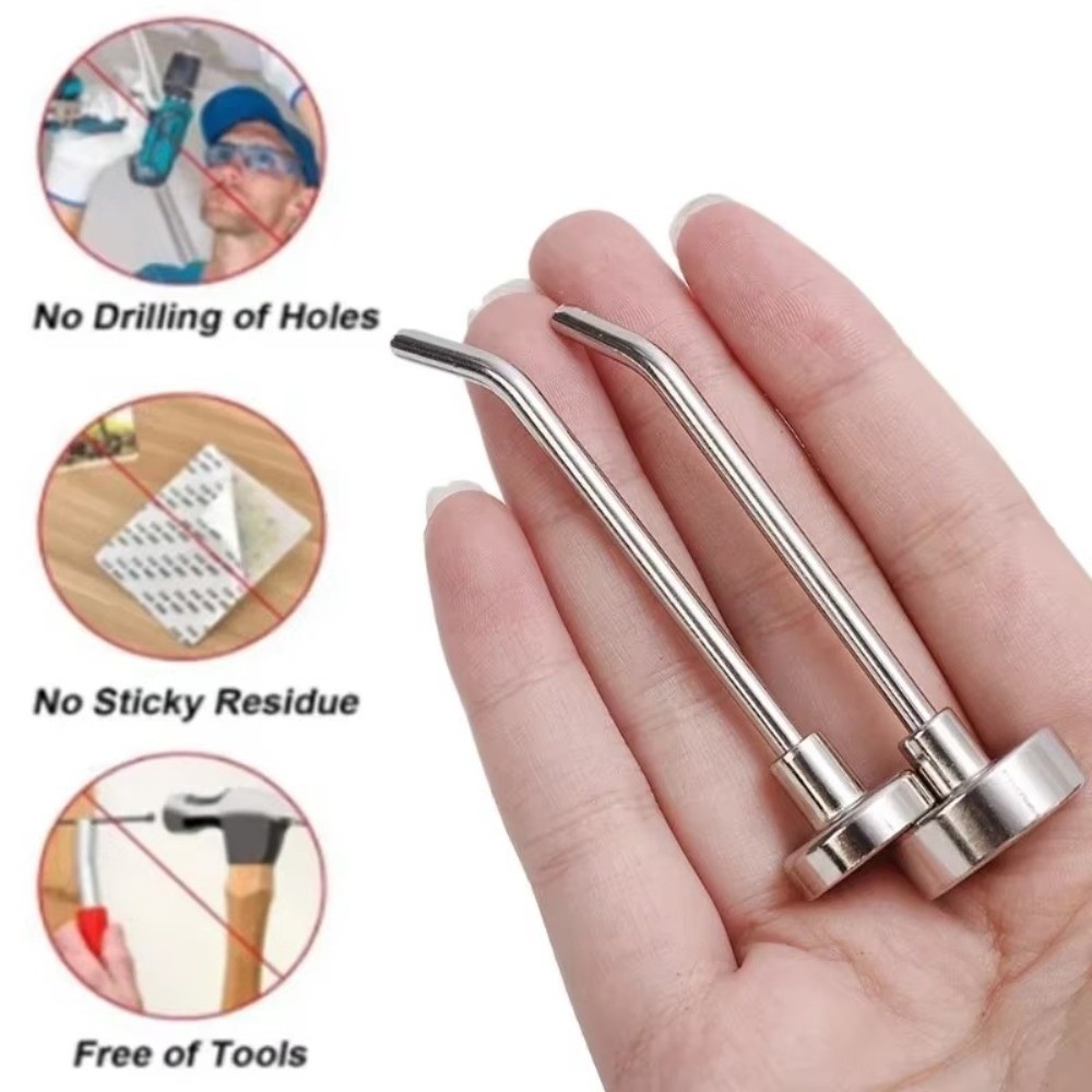 ICUCKO 1 / 5 Móc từ tính mạnh bằng kim loại, Móc treo chìa khóa không đục lỗ hạng nặng, Góc phải 45° Giá treo nam châm treo tường Phụ kiện phòng tắm nhà bếp