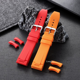 Cao Cấp Cong End FKM Fluoro Dây Đeo Đồng Hồ Cao Su Cho Seiko 5 Diver Oyster Sea Master Tuna Samurai 20mm 22mm Arc Flat End Silicone Watchband Thay Thế Nam Nữ Vòng Tay