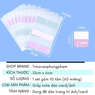Giấy Note Pastel Nhiều Màu Đồ Gói Card Tiện Lợi Sticky Note Đánh Dấu Trang Timo VPBL41