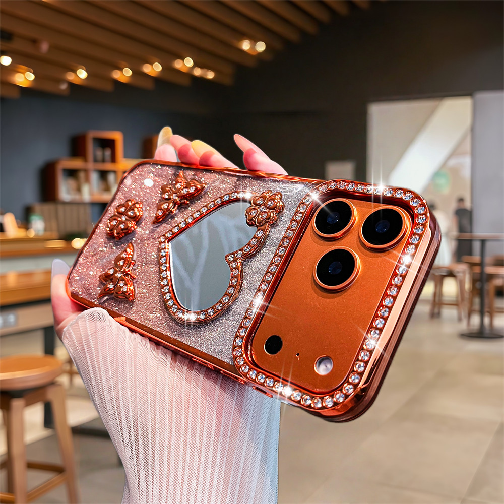 Ốp điện thoại gương 3D sang trọng cho iPhone 17 Pro Max 16 11 12 13 14 15 Pro Max Air 15 16 plus Bảo vệ Camera ống kính Vỏ chống sốc Vỏ mềm TPU Vỏ bảo vệ điện thoại